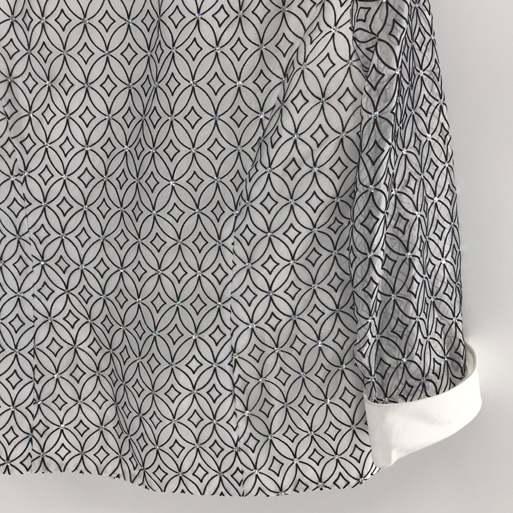 R&M Black/White Sequence Diamond Sheer Blazer Sz12 - Picture 8 of 12